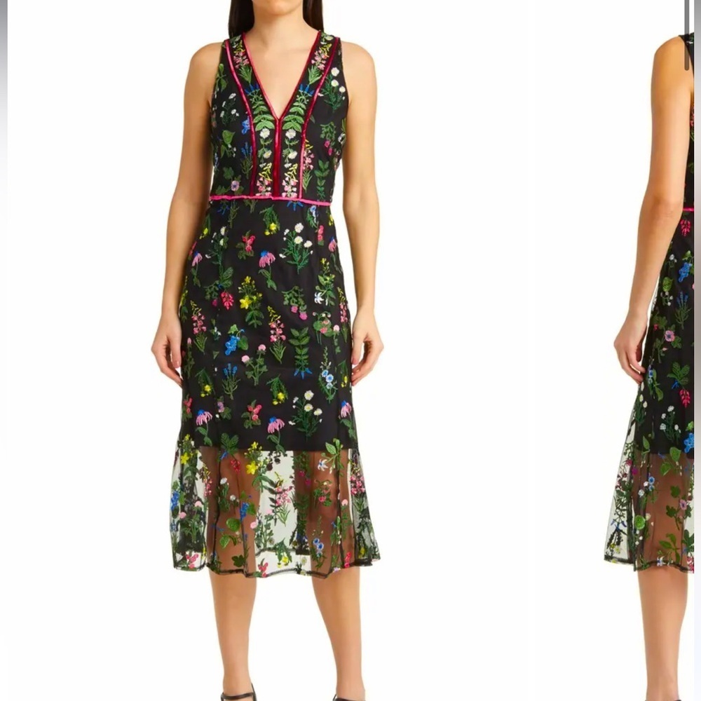 Sold Sam Edelman Botanical Embroidered Semisheer Sleeveless Dress 4